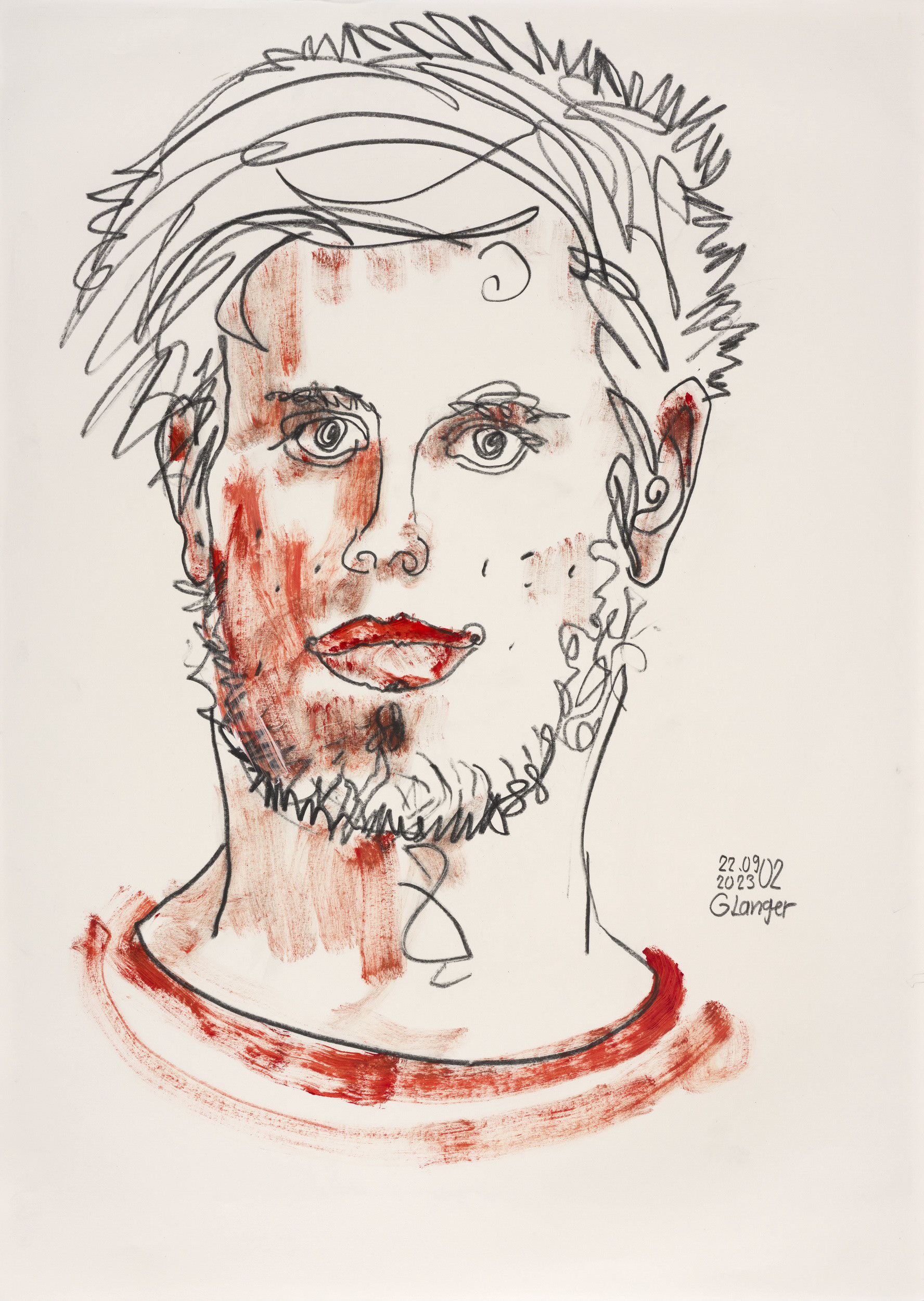 Gunter Langer, 2023, Acryl Wasserfarbe Bleistift, Zeichenpapier, 71 x 51 cm